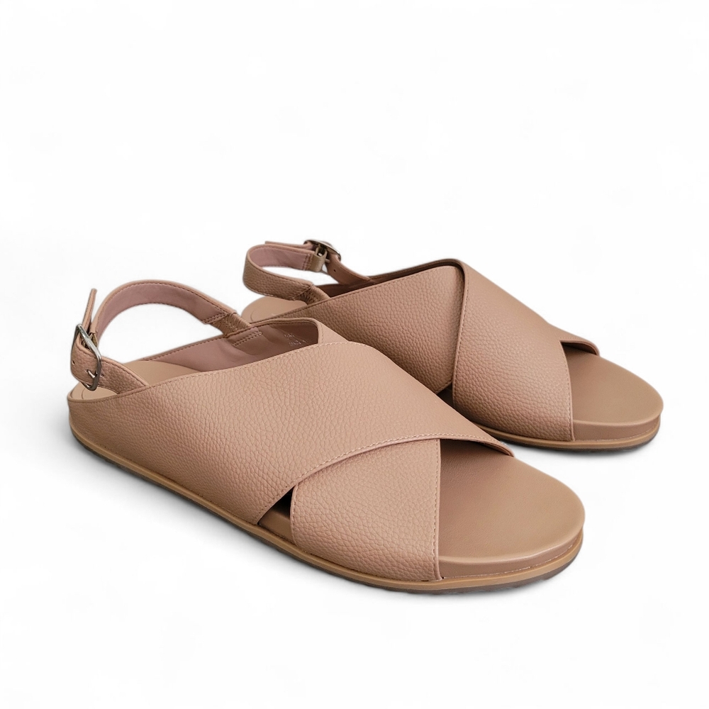 Linea Paolo Raylin Pebbled Leather Slingback Cross Strap Sandals Ankle Strap 9